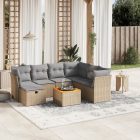 Juego de sofás jardín con cojines beige mezcla 8 pzas ratán PE de , Conjuntos de jardín - Ref: Foro24-3264741, Precio: 468,60...