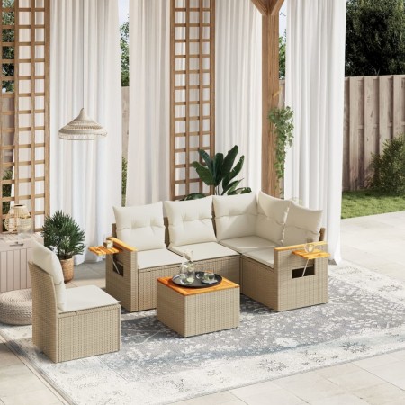 Juego de sofás jardín con cojines 6 pzas ratán sintético beige de , Conjuntos de jardín - Ref: Foro24-3226821, Precio: 435,19...