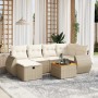 Set sofás de jardín 7 piezas y cojines ratán sintético beige de , Conjuntos de jardín - Ref: Foro24-3265062, Precio: 483,58 €...