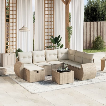 Juego de sofás de jardín con cojines beige 8 pzas ratán PE de , Conjuntos de jardín - Ref: Foro24-3264154, Precio: 548,98 €, ...