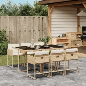 Set comedor de jardín 7 pzas con cojines ratán sintético beige de , Conjuntos de jardín - Ref: Foro24-3211270, Precio: 445,03...