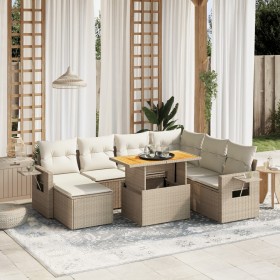 Juego de sofás de jardín con cojines beige 8 pzas ratán PE de , Conjuntos de jardín - Ref: Foro24-3275718, Precio: 551,35 €, ...