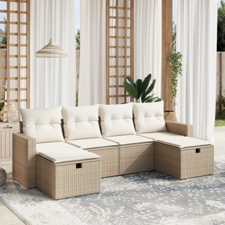 Juego de sofás jardín con cojines 6 pzas ratán sintético beige de , Conjuntos de jardín - Ref: Foro24-3263544, Precio: 389,37...