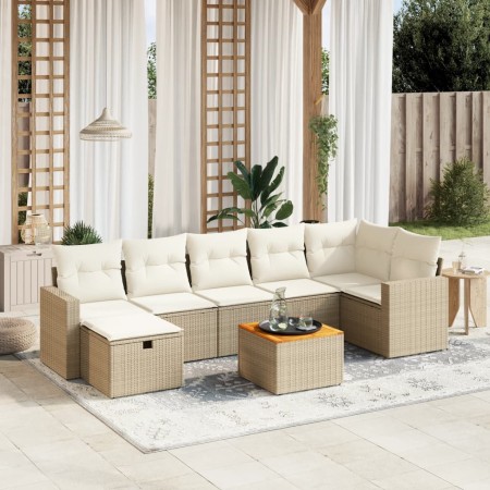 Juego de sofás de jardín con cojines beige 8 pzas ratán PE de , Conjuntos de jardín - Ref: Foro24-3264845, Precio: 501,70 €, ...