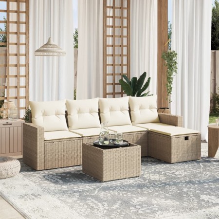 Juego de sofás jardín con cojines 6 pzas ratán sintético beige de , Conjuntos de jardín - Ref: Foro24-3263474, Precio: 379,65...