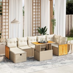 Juego de sofás de jardín con cojines beige 8 pzas ratán PE de , Conjuntos de jardín - Ref: Foro24-3276257, Precio: 524,73 €, ...