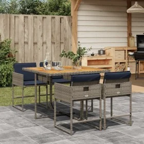 Set comedor de jardín 5 piezas con cojines ratán sintético gris de , Conjuntos de jardín - Ref: Foro24-3278032, Precio: 382,3...