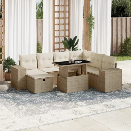 Set de sofás de jardín y cojines 8 piezas ratán sintético beige de , Conjuntos de jardín - Ref: Foro24-3275318, Precio: 578,9...
