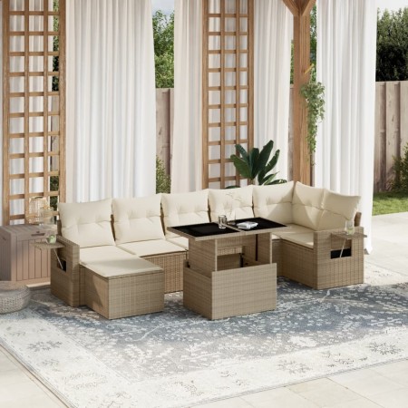 Set de sofás de jardín y cojines 8 piezas ratán sintético beige de , Conjuntos de jardín - Ref: Foro24-3268058, Precio: 542,5...