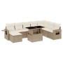 Set de sofás de jardín 9 pzas con cojines ratán sintético beige de , Conjuntos de jardín - Ref: Foro24-3268098, Precio: 607,5...