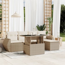Juego de sofás jardín con cojines 6 pzas ratán sintético beige de , Conjuntos de jardín - Ref: Foro24-3268498, Precio: 437,55...