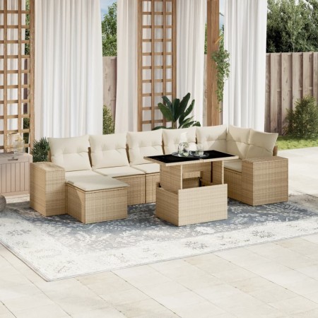 Set de sofás de jardín y cojines 8 piezas ratán sintético beige de , Conjuntos de jardín - Ref: Foro24-3269318, Precio: 561,2...