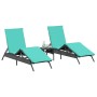 Tumbonas con mesita 2 unidades ratán sintético negro de , Tumbonas - Ref: Foro24-4002718, Precio: 313,24 €, Descuento: %