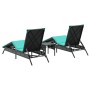 Tumbonas con mesita 2 unidades ratán sintético negro de , Tumbonas - Ref: Foro24-4002718, Precio: 313,24 €, Descuento: %