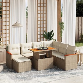Juego de sofás de jardín con cojines beige 8 pzas ratán PE de , Conjuntos de jardín - Ref: Foro24-3276054, Precio: 531,17 €, ...