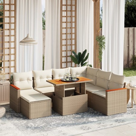 Juego de sofás de jardín con cojines beige 8 pzas ratán PE de , Conjuntos de jardín - Ref: Foro24-3276054, Precio: 531,17 €, ...