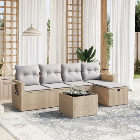 Juego de sofás jardín con cojines beige mezcla 6 pzas ratán PE de , Conjuntos de jardín - Ref: Foro24-3263785, Precio: 359,27...