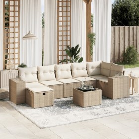 Juego de sofás de jardín con cojines beige 8 pzas ratán PE de , Conjuntos de jardín - Ref: Foro24-3264464, Precio: 529,69 €, ...