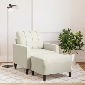 Sillón con taburete terciopelo crema 60 cm de , Sofás - Ref: Foro24-3278265, Precio: 199,90 €, Descuento: %