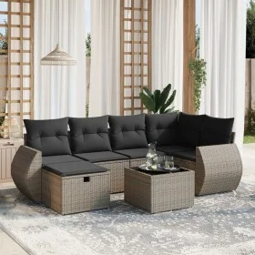 Set de sofás de jardín 7 piezas con cojines ratán PE gris by , Garden sets - Ref: Foro24-3264116, Price: 442,61 €, Discount: %