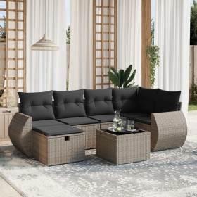Set de sofás de jardín 7 piezas con cojines ratán PE gris de , Conjuntos de jardín - Ref: Foro24-3264116, Precio: 434,38 €, D...
