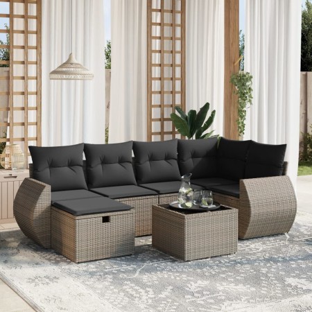 Set de sofás de jardín 7 piezas con cojines ratán PE gris de , Conjuntos de jardín - Ref: Foro24-3264116, Precio: 434,38 €, D...