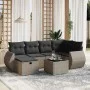Set de sofás de jardín 7 piezas con cojines ratán PE gris by , Garden sets - Ref: Foro24-3264116, Price: 442,61 €, Discount: %