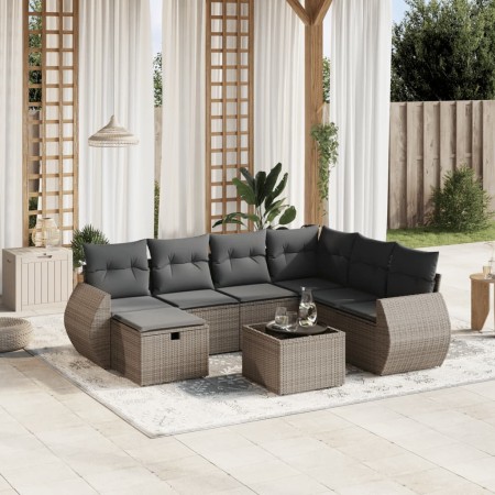 Set de sofás de jardín 8 pzas y cojines ratán sintético gris de , Conjuntos de jardín - Ref: Foro24-3264156, Precio: 493,85 €...