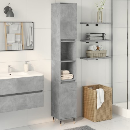 Armario de baño madera contrachapada gris hormigón 30x30x190 cm de , Muebles de baño - Ref: Foro24-857195, Precio: 78,27 €, D...