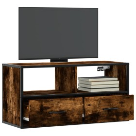 Mueble TV metal y madera contrachapada roble humo 80x31x39,5 cm de , Muebles TV - Ref: Foro24-848921, Precio: 61,02 €, Descue...