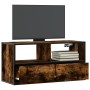 Mueble TV metal y madera contrachapada roble humo 80x31x39,5 cm de , Muebles TV - Ref: Foro24-848921, Precio: 61,02 €, Descue...