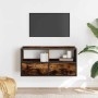 Mueble TV metal y madera contrachapada roble humo 80x31x39,5 cm de , Muebles TV - Ref: Foro24-848921, Precio: 61,02 €, Descue...