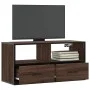 Mueble TV madera ingeniería y metal marrón roble 80x31x39,5 cm de , Muebles TV - Ref: Foro24-848923, Precio: 62,12 €, Descuen...