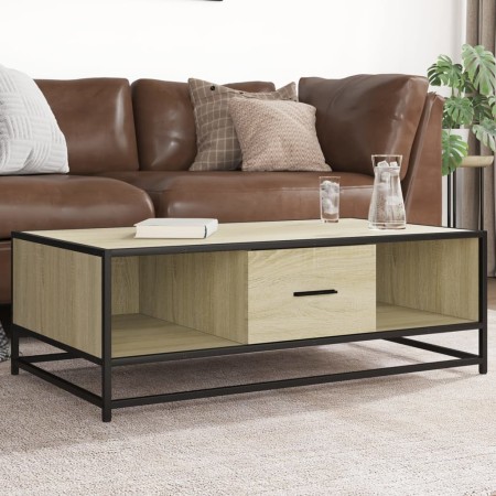 Mesa de centro madera ingeniería metal roble Sonoma 100x57x35cm de , Mesas de centro - Ref: Foro24-848760, Precio: 72,75 €, D...