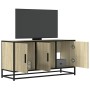 Mueble TV madera ingeniería y metal roble Sonoma 100x35x50 cm de , Muebles TV - Ref: Foro24-848830, Precio: 77,33 €, Descuent...