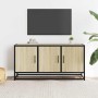 Mueble TV madera ingeniería y metal roble Sonoma 100x35x50 cm de , Muebles TV - Ref: Foro24-848830, Precio: 77,33 €, Descuent...