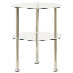 Mesa auxiliar 2 niveles vidrio templado transparente 38x38x50cm de vidaXL, Mesas auxiliares - Ref: Foro24-322790, Precio: 34,...