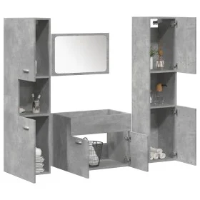 Juego muebles de baño 4 pzas madera contrachapada gris hormigón de , Muebles de baño - Ref: Foro24-3324874, Precio: 158,16 €,...