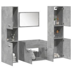 Juego muebles de baño 4 pzas madera contrachapada gris hormigón de , Muebles de baño - Ref: Foro24-3324874, Precio: 167,38 €,...