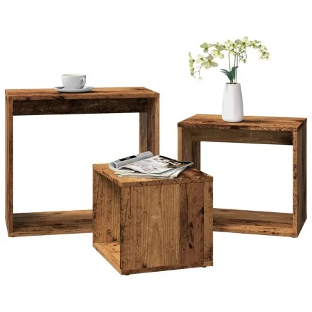 Mesas apilables 3 uds madera de ingeniería envejecida by , Side tables - Ref: Foro24-856674, Price: 60,80 €, Discount: %