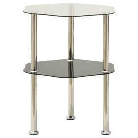 Mesa auxiliar 2 niveles vidrio transparente y negro 38x38x50 cm de vidaXL, Mesas auxiliares - Ref: Foro24-322791, Precio: 30,...