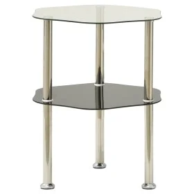 Mesa auxiliar 2 niveles vidrio transparente y negro 38x38x50 cm de vidaXL, Mesas auxiliares - Ref: Foro24-322791, Precio: 28,...