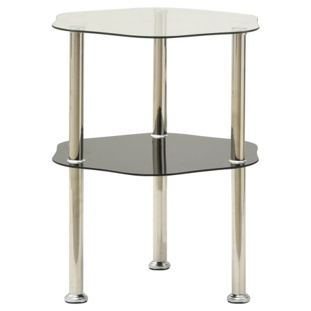 Mesa auxiliar 2 niveles vidrio transparente y negro 38x38x50 cm de vidaXL, Mesas auxiliares - Ref: Foro24-322791, Precio: 30,...