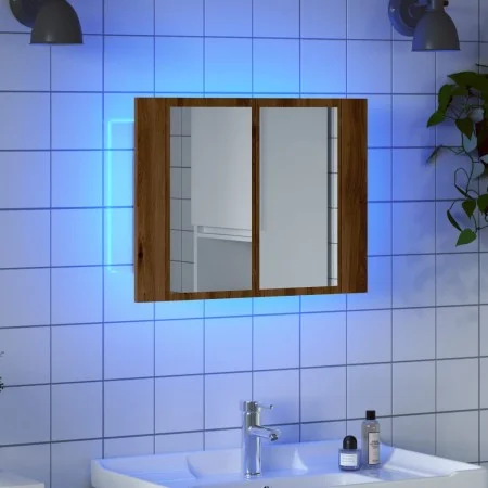 Armario con espejo y LED madera roble artisan 60x12x45 cm de , Tocadores de baño - Ref: Foro24-856283, Precio: 59,10 €, Descu...