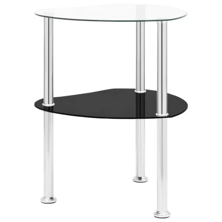 Mesa auxiliar 2 niveles vidrio transparente y negro 38x38x50 cm de vidaXL, Mesas auxiliares - Ref: Foro24-322786, Precio: 33,...