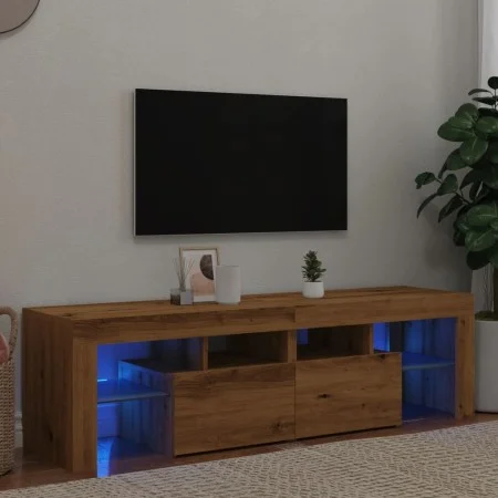 Mueble de TV luces LED madera roble artisan 140x36,5x40 cm de , Muebles TV - Ref: Foro24-856304, Precio: 137,69 €, Descuento: %