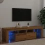 Mueble de TV luces LED madera roble artisan 140x36,5x40 cm de , Muebles TV - Ref: Foro24-856304, Precio: 137,69 €, Descuento: %