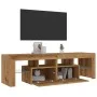 Mueble de TV luces LED madera roble artisan 140x36,5x40 cm de , Muebles TV - Ref: Foro24-856304, Precio: 137,69 €, Descuento: %