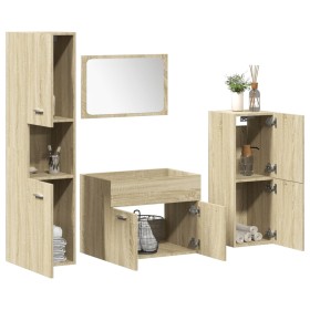 Juego de muebles de baño 4 pzas contrachapada roble Sonoma de , Muebles de baño - Ref: Foro24-3324990, Precio: 152,18 €, Desc...