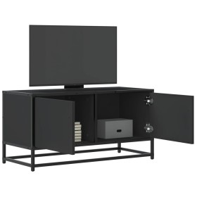 Mueble de TV madera de ingeniería y metal negro 80x34,5x40 cm de , Muebles TV - Ref: Foro24-848824, Precio: 52,61 €, Descuent...
